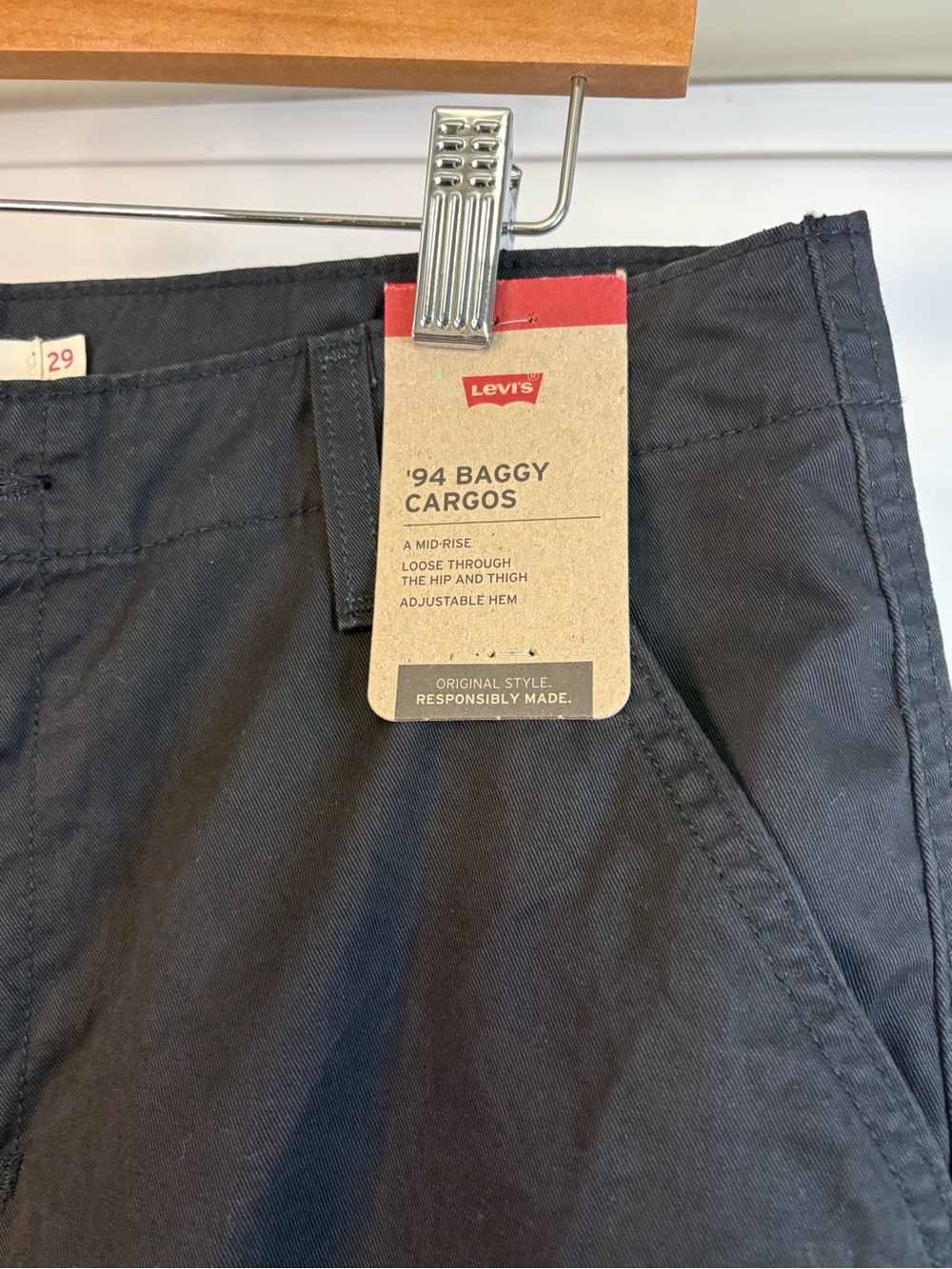 Levi's Black LEVI’S ‘94 Baggy Cargo - Black Sz 29 - Picture 5 of 6